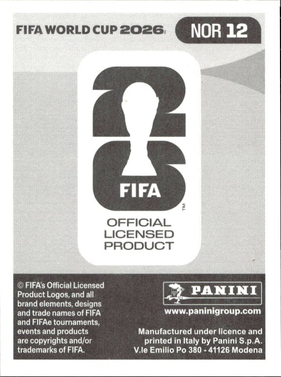 2026 Panini FIFA World Cup Andreas Schjelderup #NOR 12 soccer trading card back