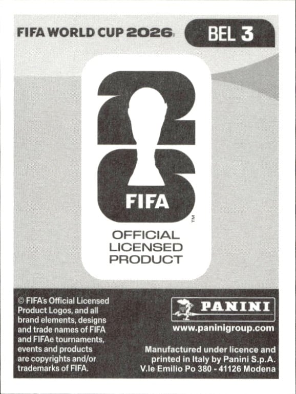 2026 Panini FIFA World Cup Arthur Theate #BEL 3 soccer trading card back
