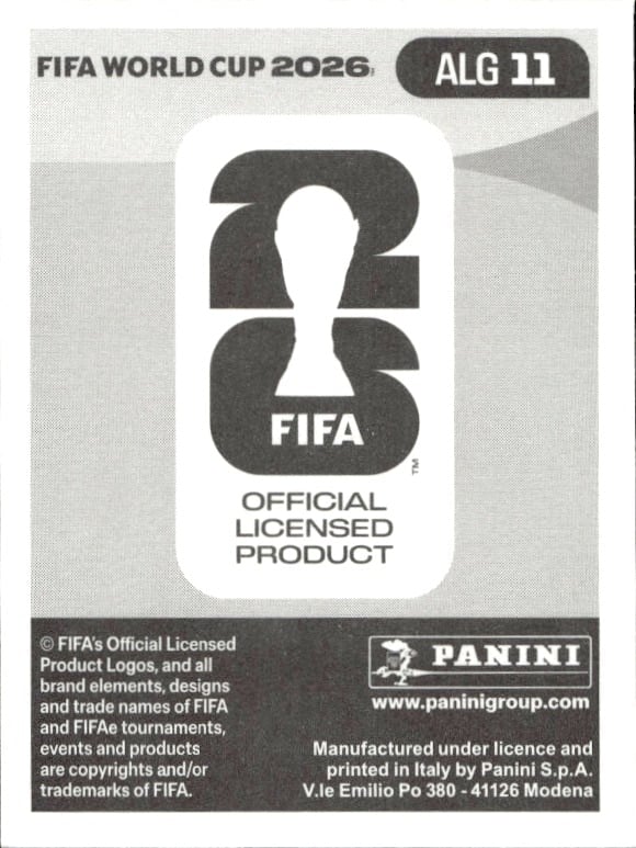 2026 Panini FIFA World Cup Ramiz Zerrouki #ALG 11 soccer trading card back