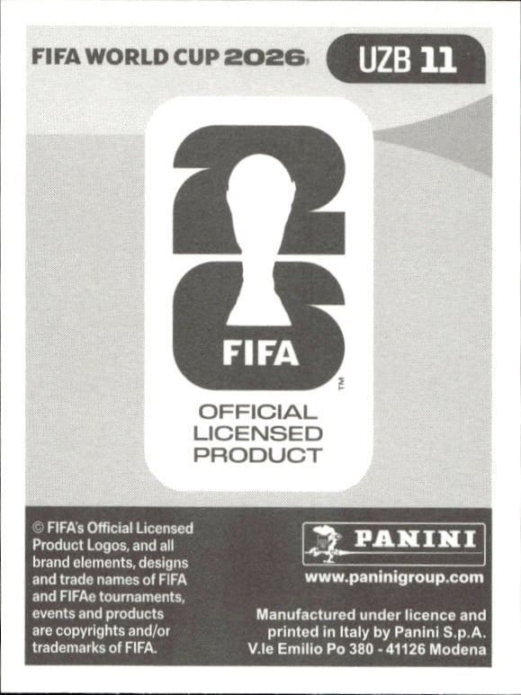 2026 Panini FIFA World Cup Otabek Shukurov #UZB 11 soccer trading card back