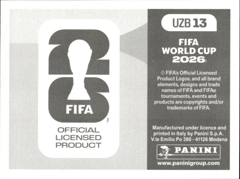 2026 Panini FIFA World Cup Uzbekistan #UZB 13 soccer trading card back