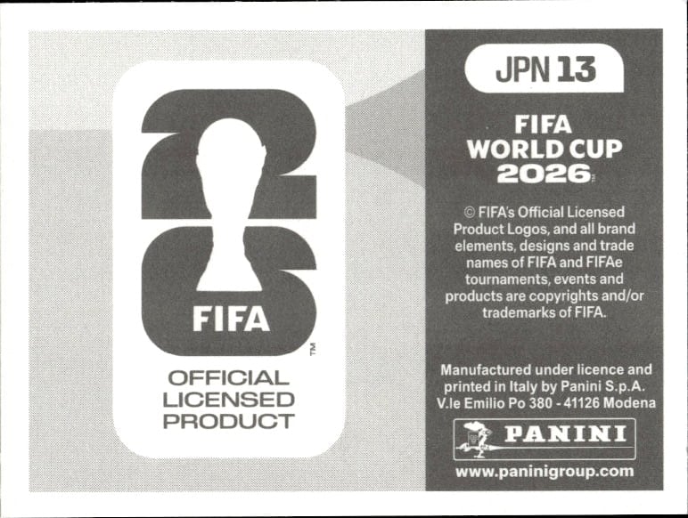 2026 Panini FIFA World Cup Japan #JPN 13 soccer trading card back