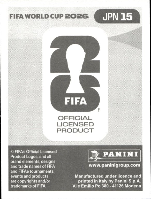 2026 Panini FIFA World Cup Keito Nakamura #JPN 15 soccer trading card back