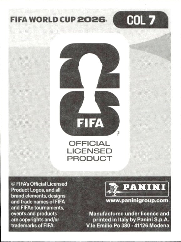 2026 Panini FIFA World Cup Johan Mojica #COL 7 soccer trading card back