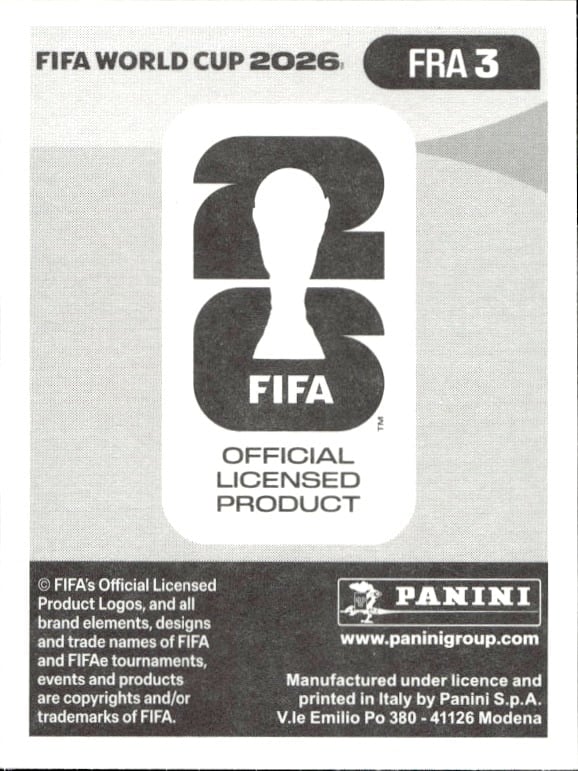2026 Panini FIFA World Cup Théo Hernández #FRA 3 soccer trading card back