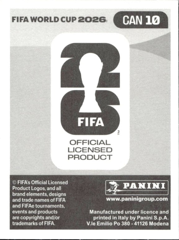 2026 Panini FIFA 26 Stephen Eustáquio #CAN 10 soccer trading card back