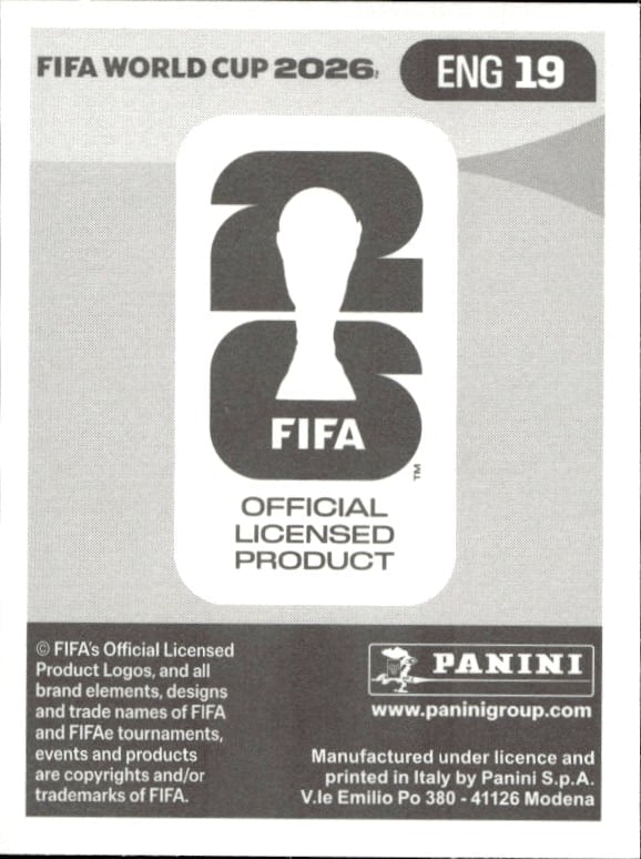 2026 Panini FIFA World Cup Marcus Rashford #ENG 19 soccer trading card back