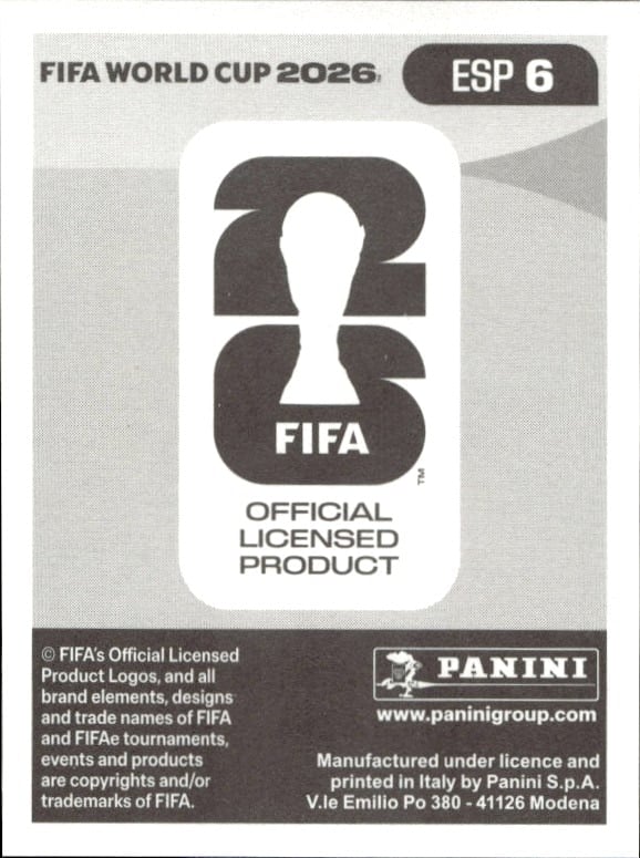 2026 Panini FIFA World Cup Pedro Porro #ESP 6 soccer trading card back