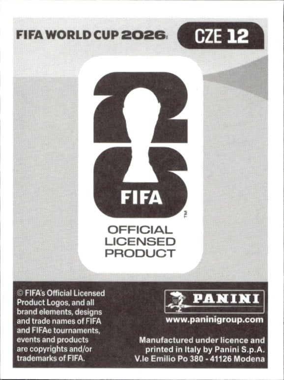 2026 Panini FIFA World Cup Tomáš Souček #CZE 12 soccer trading card back