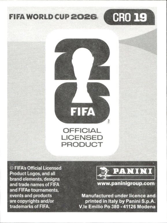 2026 Panini World Cup Andrej Kramarić #CRO 19 soccer trading card back