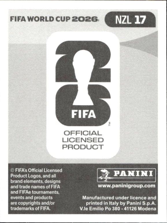 2026 Panini FIFA World Cup Chris Wood #NZL 17 soccer trading card back