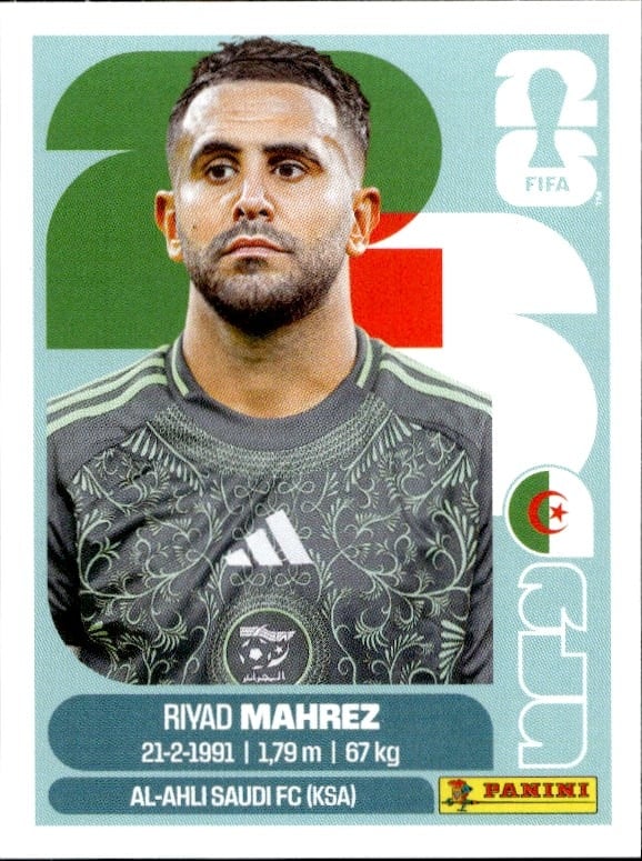 2026 Panini FIFA World Cup Riyad Mahrez #ALG 15 soccer trading card front