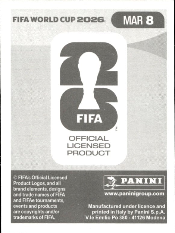 2026 Panini FIFA World Cup Jawad El Yamiq #MAR 8 soccer trading card back