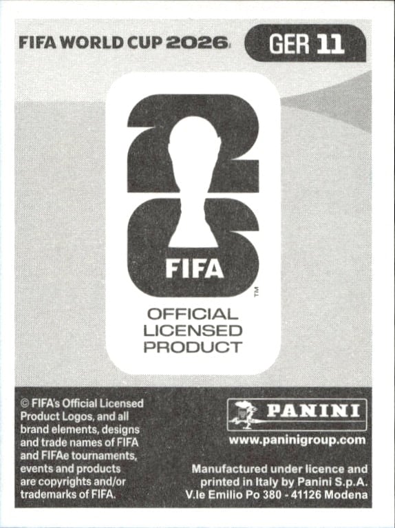 2026 Panini FIFA World Cup Florian Wirtz #GER 11 soccer trading card back