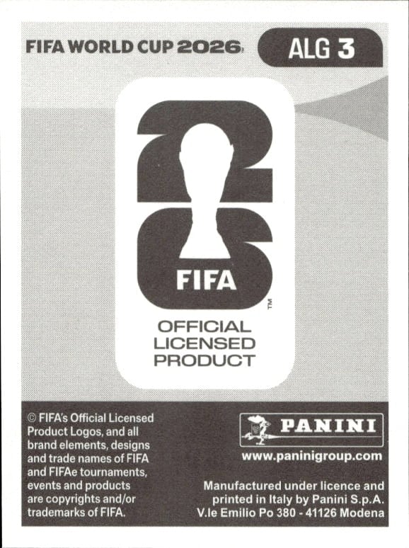 2026 Panini Fifa World Cup Ramvy Bensebaini #ALG 3 soccer trading card back