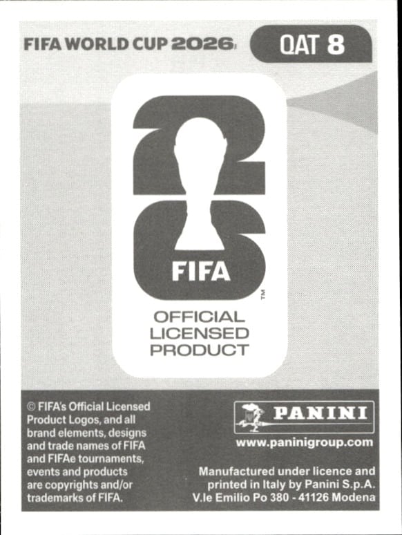 2026 Panini Fifa World Cup Tarek Salman #QAT 8 soccer trading card back
