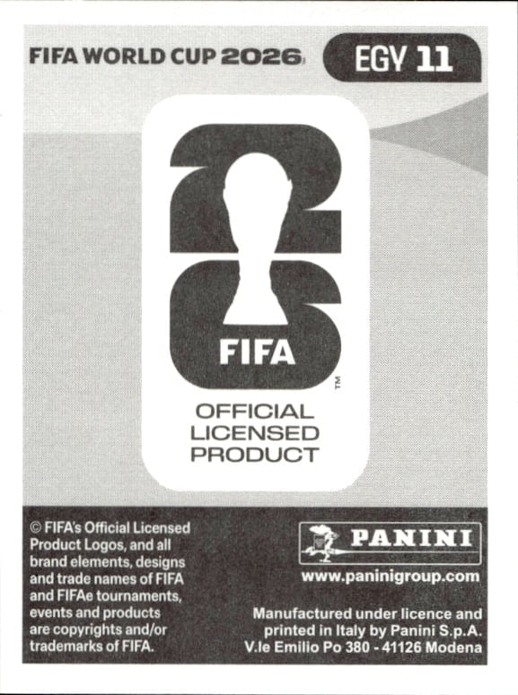 2026 Panini Fifa World Cup Zizo #EGY 11 soccer trading card back