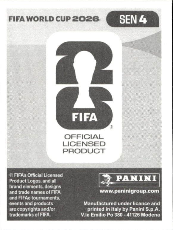 2026 Panini Fifa World Cup Moussa Niakhaté #SEN 4 soccer trading card back