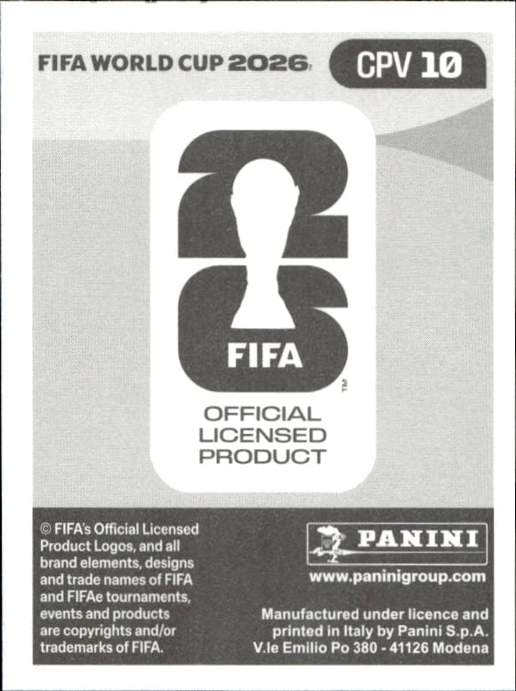 2026 Panini Fifa World Cup Kevin Pina #CPV 10 soccer trading card back