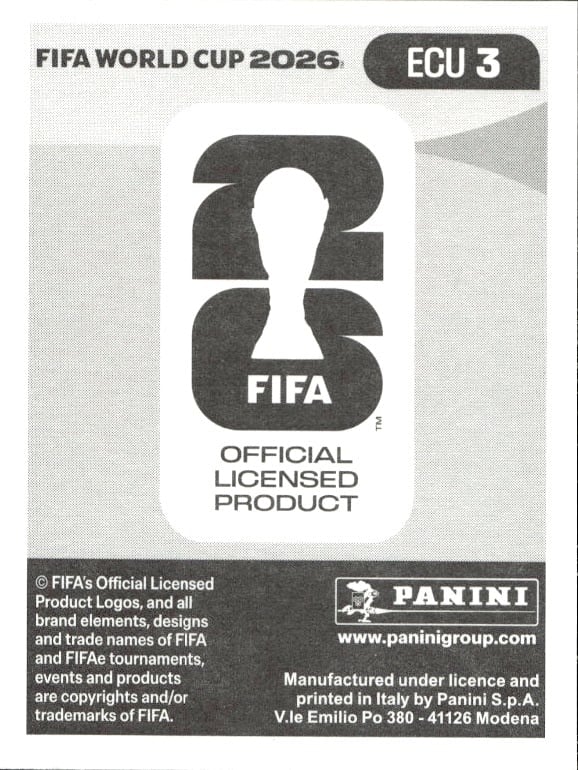 2026 Panini Fifa World Cup Gonzalo Valle #ECU 3 soccer trading card back