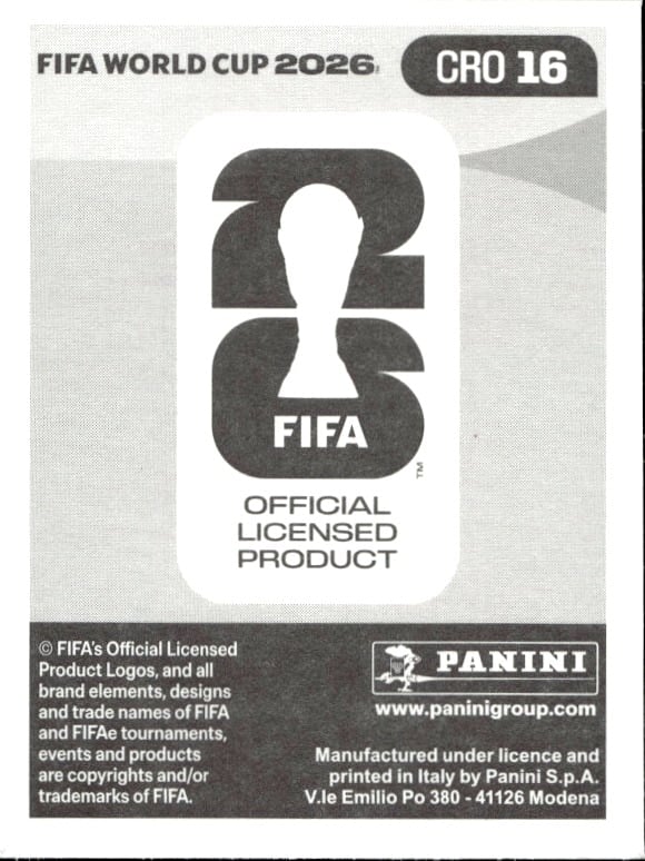 2026 Panini Fifa World Cup Ivan Perišić #CRO 16 soccer trading card back