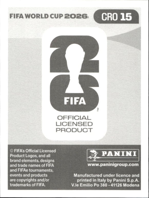 2026 Panini Fifa World Cup Petar Sučić #CRO 15 soccer trading card back