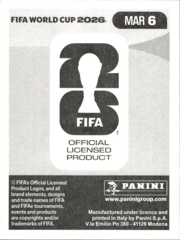 2026 Panini Fifa World Cup Nayef Aguerd #MAR 6 soccer trading card back