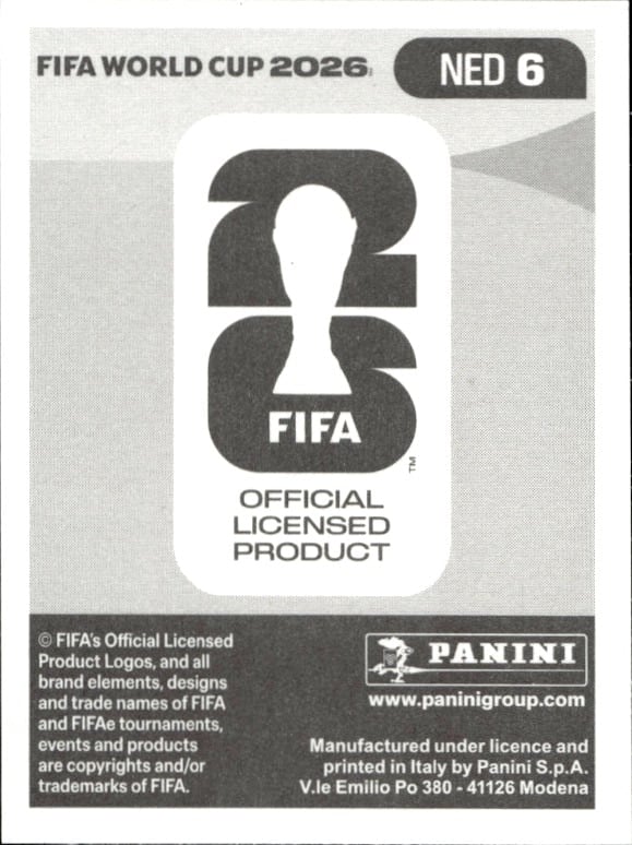 2026 Panini Fifa World Cup Denzel Dumfries #NED 6 soccer trading card back