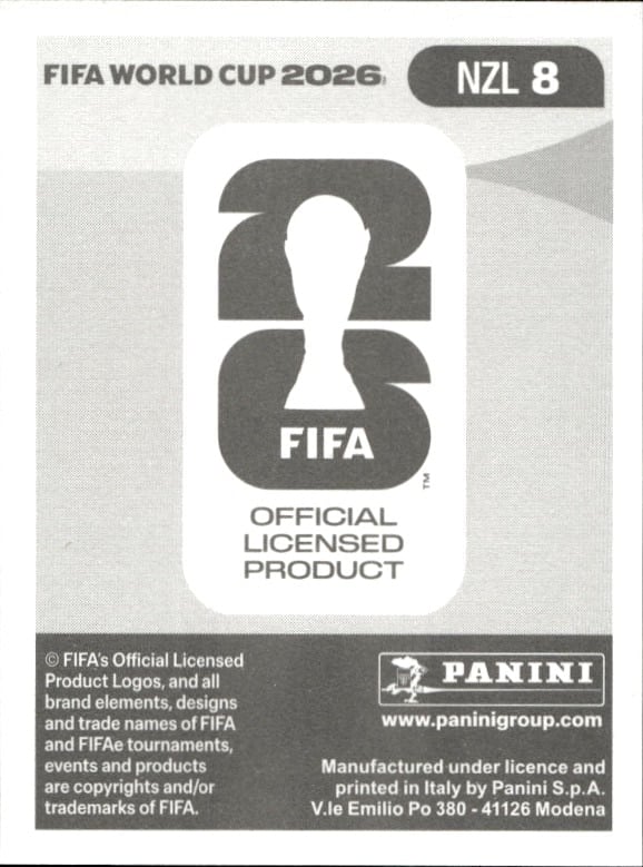 2026 Panini Fifa World Cup Francis de Vries #NZL 8 soccer trading card back