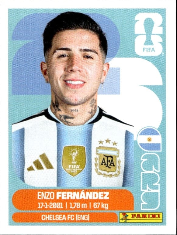 2026 Panini Fifa World Cup Enzo Fernández #ARG 8 soccer trading card front