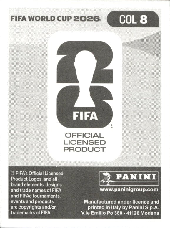 2026 Panini Fifa World Cup Jhon Lucumí #COL 8 soccer trading card back