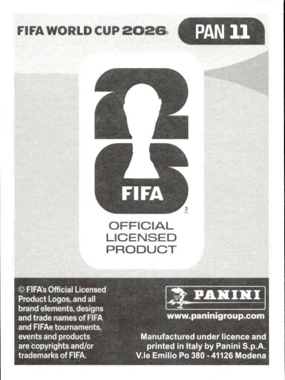 2026 Panini Fifa World Cup Aníbal Godoy #PAN 11 soccer trading card back