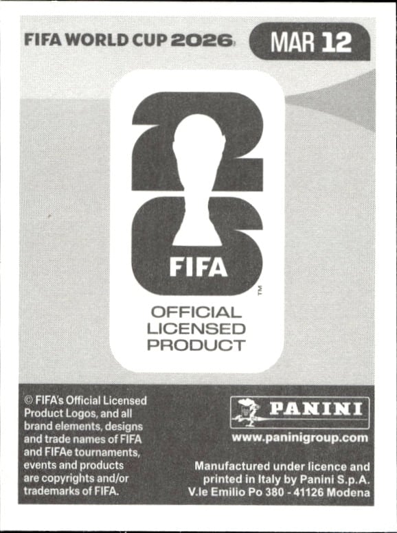 2026 Panini Fifa World Cup Eliesse Ben Seghir #MAR 12 soccer trading card back