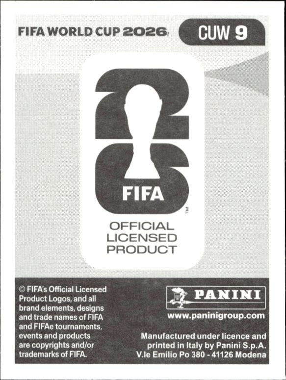 2026 Panini Fifa World Cup Livano Comenencia #CUW 9 soccer trading card back