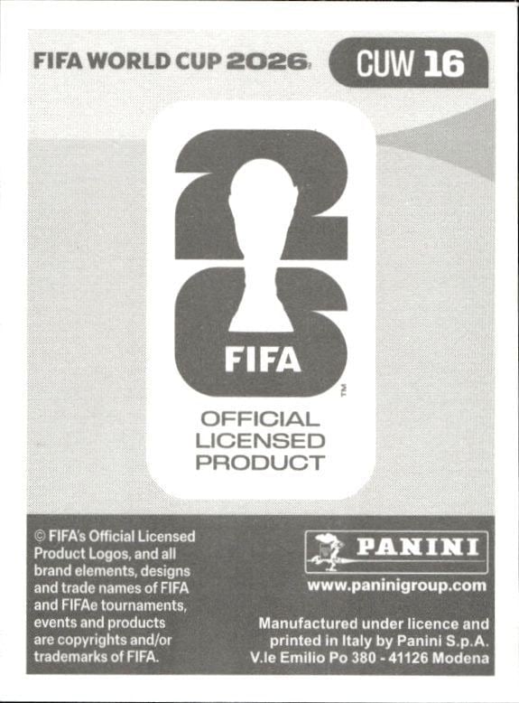 2026 Panini Fifa World Cup Jearl Margaritha #CUW 16 soccer trading card back