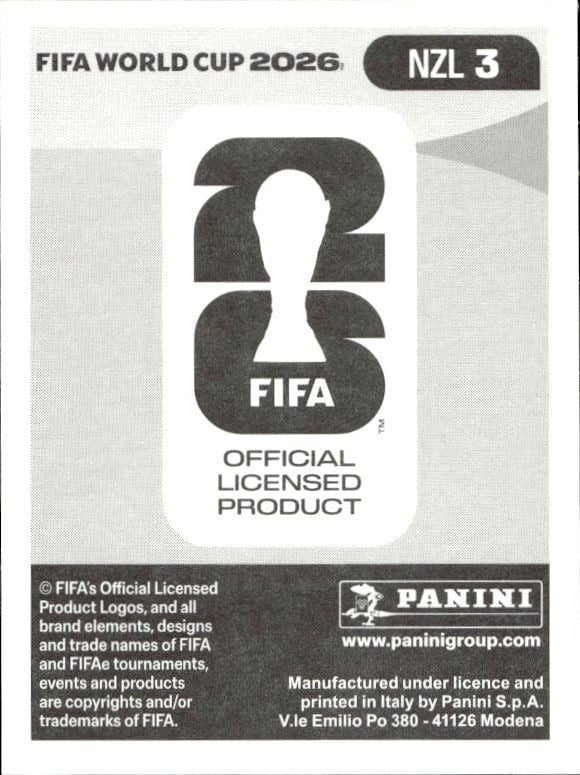 2026 Panini Fifa World Cup Alex Paulsen #NZL 3 soccer trading card back