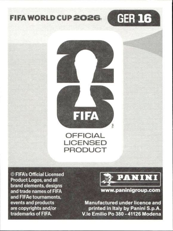 2024 Panini Fifa World Cup Serge Gnabry #GER16 soccer trading card back