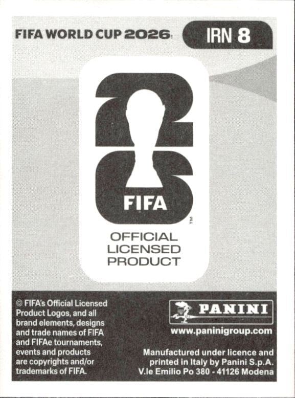 2026 Panini Fifa World Cup Hossein Kanaani #IRN 8 soccer trading card back