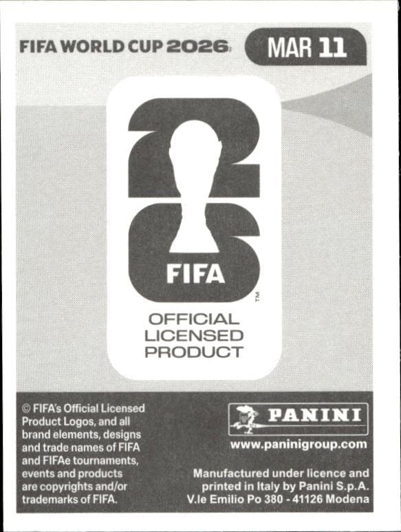 2026 Panini Fifa World Cup Azzedine Ounahi #MAR 11 soccer trading card back