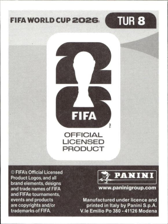 2026 Panini Fifa World Cup Ferdi Kadioglu #TUR 8 soccer trading card back