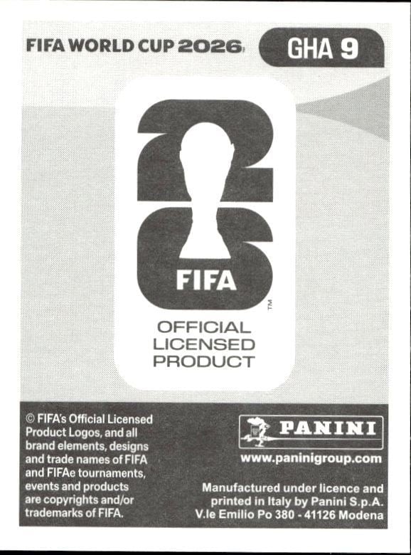 2026 Panini Fifa World Cup Abdul Issahaku Fatawu #GHA 9 soccer trading card back