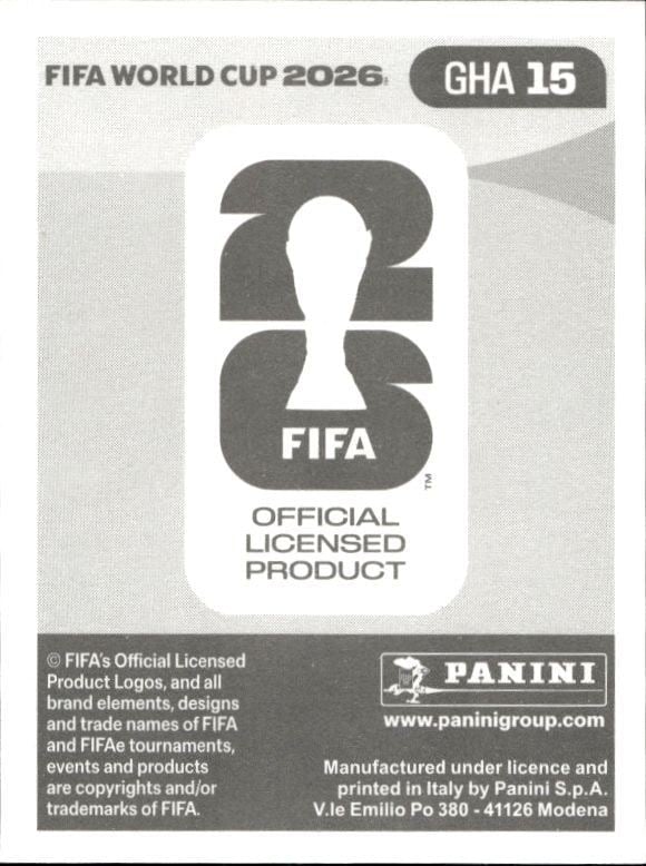 2026 Panini Fifa World Cup Iñaki Williams #GHA 15 soccer trading card back