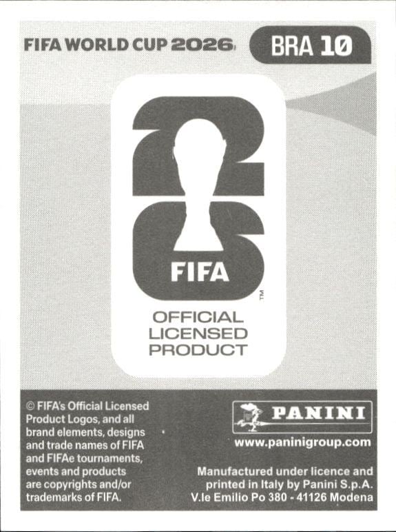 2026 Panini Fifa World Cup Casemiro #BRA 10 soccer trading card back