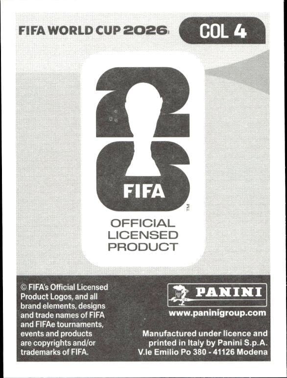 2026 Panini Fifa World Cup Dávinson Sánchez #COL 4 soccer trading card back