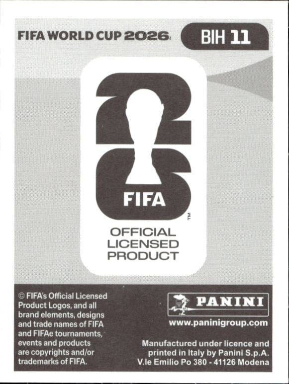 2026 Panini Fifa World Cup Ivan Šunjić #BIH 11 soccer trading card back
