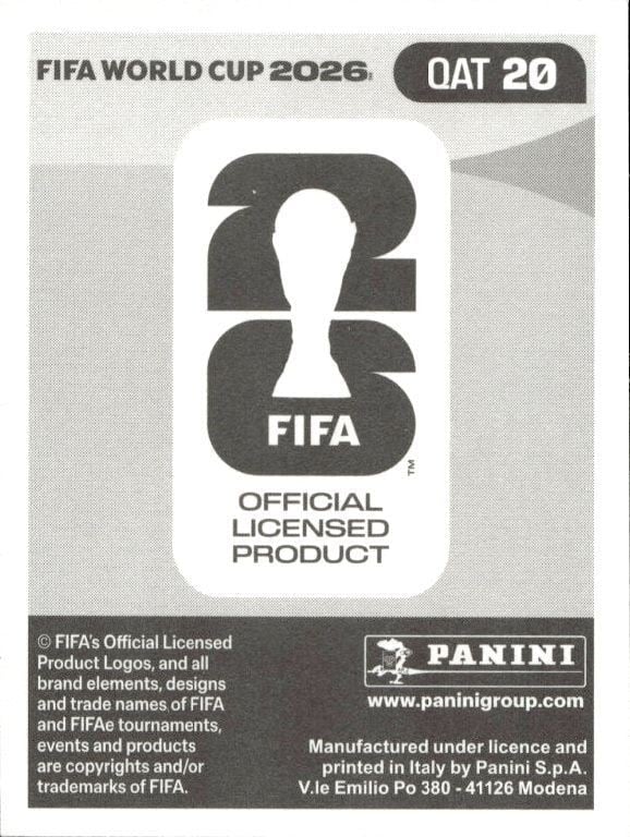 2026 Panini Fifa World Cup Almoez Ali #QAT 20 soccer trading card back