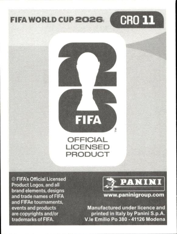 2026 Panini Fifa World Cup Martin Baturina #CRO 11 soccer trading card back