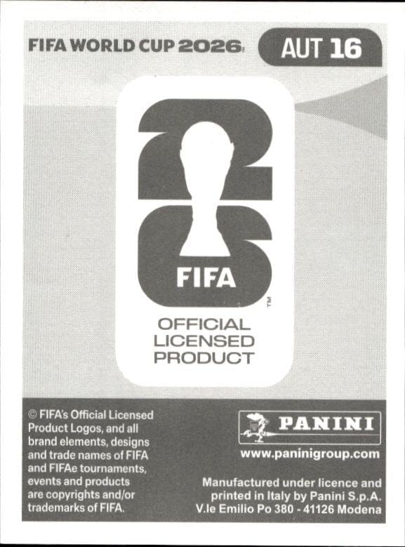 2026 Panini Fifa World Cup Romano Schmid #AUT 16 soccer trading card back