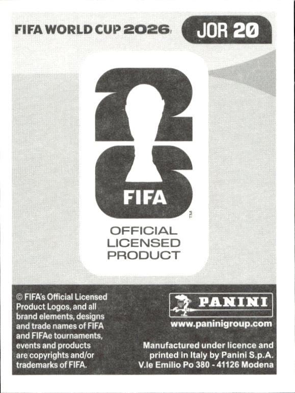 2026 Panini Fifa World Cup Ibrahim Sabra #JOR 20 soccer trading card back