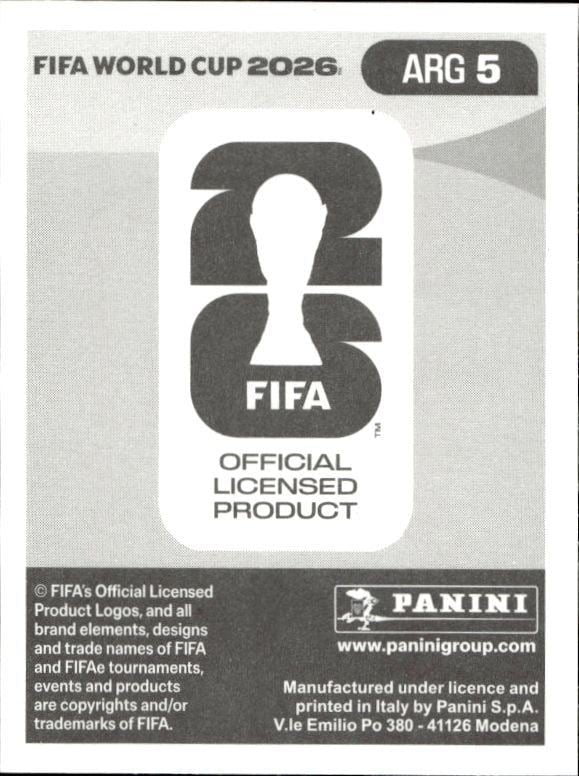 2026 Panini Fifa World Cup Nicolás Otamendi #ARG 5 soccer trading card back